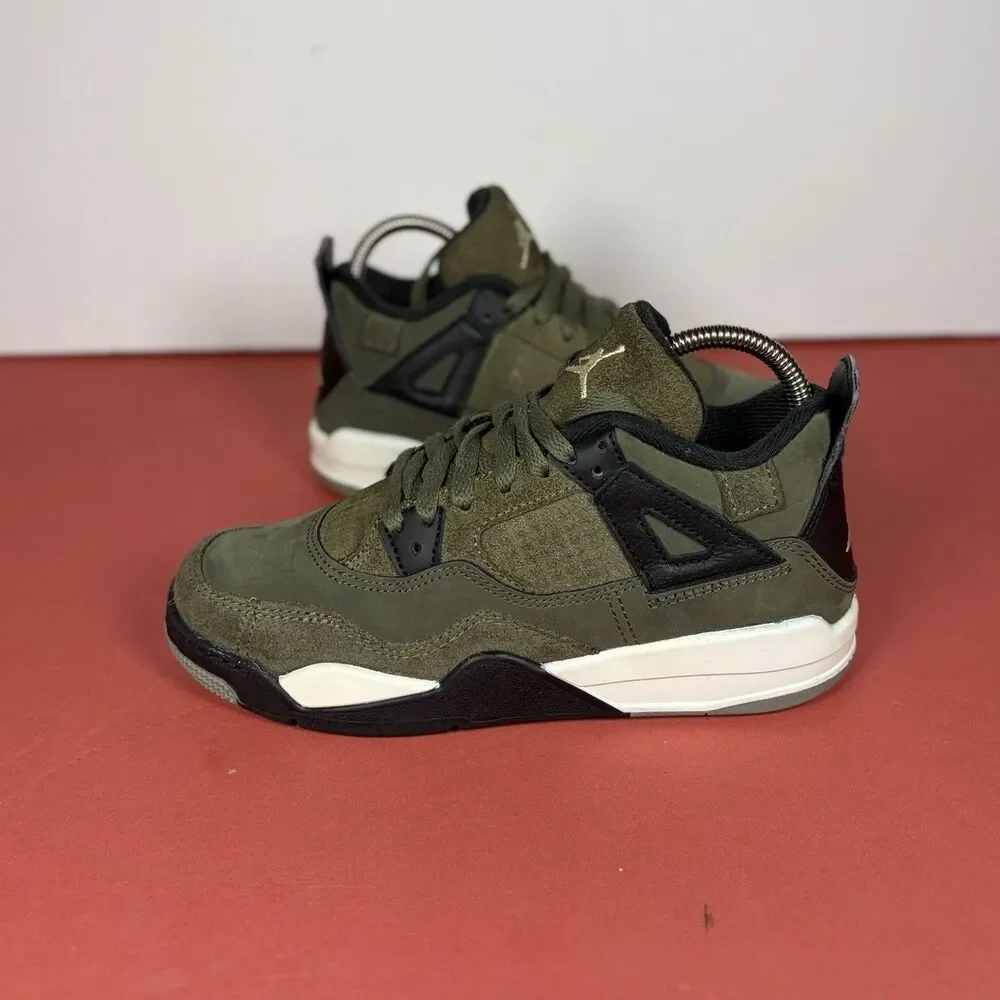 Air Jordan 4 Retro Craft SE Size 1.5 Y PS Athletic Shoes ‘Olive’ (FB9929 200)